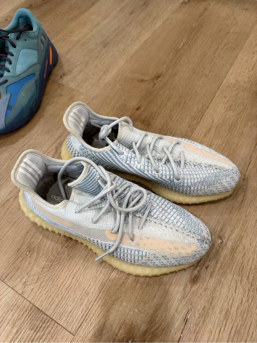 Yeezy Boost 350 V2 in Light Gray & Pale Peach